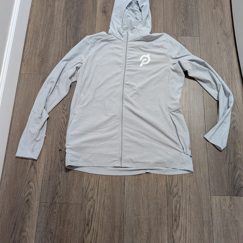 Gray Zip-Up Hoodie with Logo